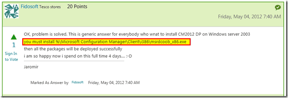 Package Replication issue on Windows 2003 Server DP
