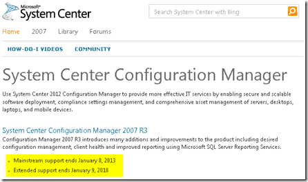 Do you Know The End of Support Date for SCCM 2007?