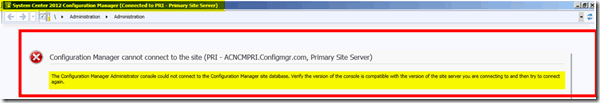 Fix SCCM ConfigMgr Admin Console Version Compatibility Issue
