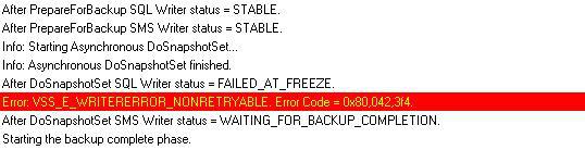 Resolve SCCM Backup Failed Freeze Issue