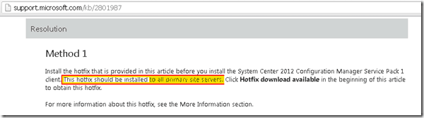 ConfigMgr 2012 SP1 KB 2801987 Confusing Information in KB Article