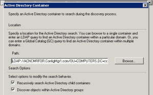 ConfigMgr SCCM Untrusted Forest AD System Discovery Issue