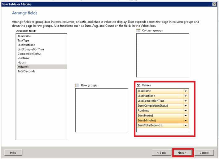 Arrange the fields SSRS report