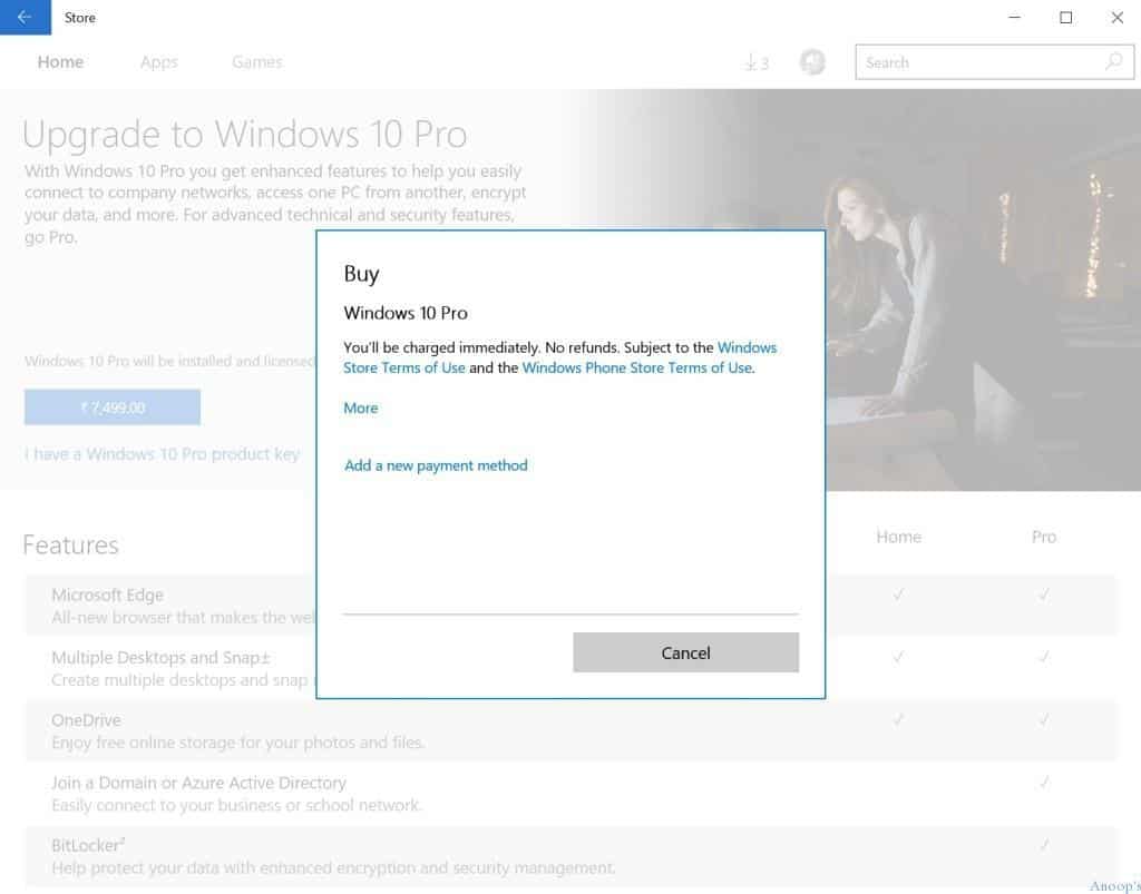 How to Purchase or Upgrade to Windows 10 Professional Edition Change the Product Key - Fig.5
