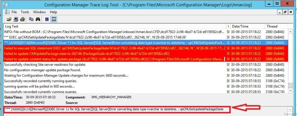 SCCM Update is stuck