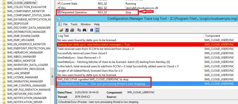 How to Restart SMS Executive Threads Cloud User Sync from Registry ConfigMgr Configuration Manager 1