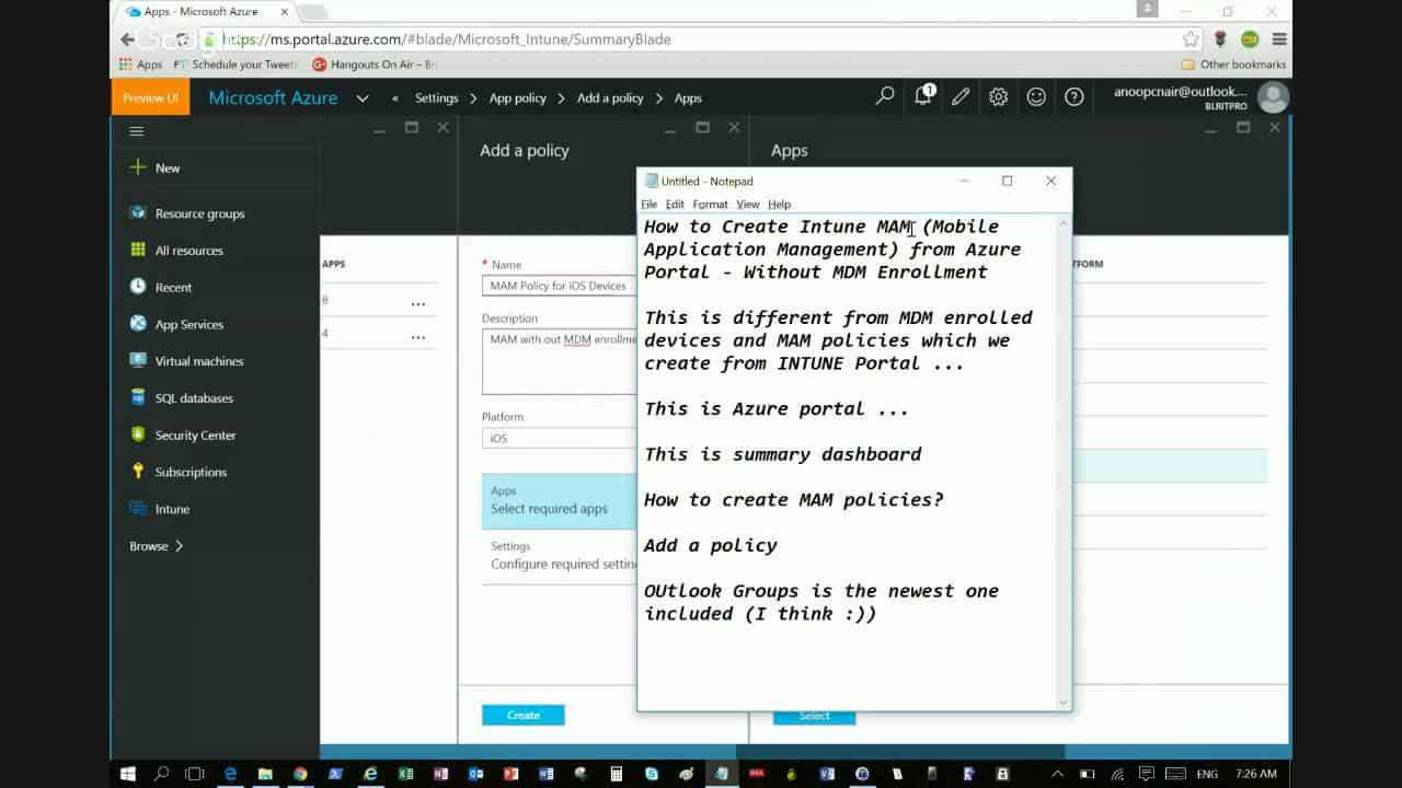 Video Tutorial to Learn about Intune MAM Policies and App Reporting by Specific User 1