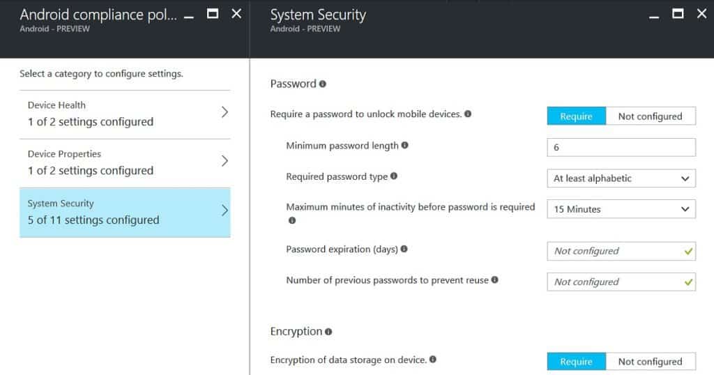 Quick Overview Comparison between Intune Azure and Silverlight Portal