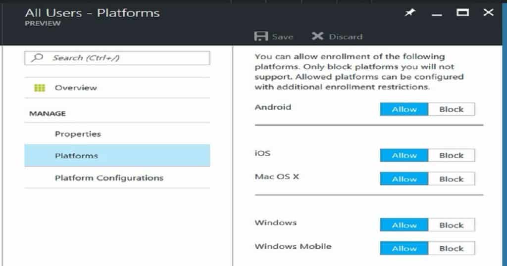 Quick Overview Comparison between Intune Azure and Silverlight Portal