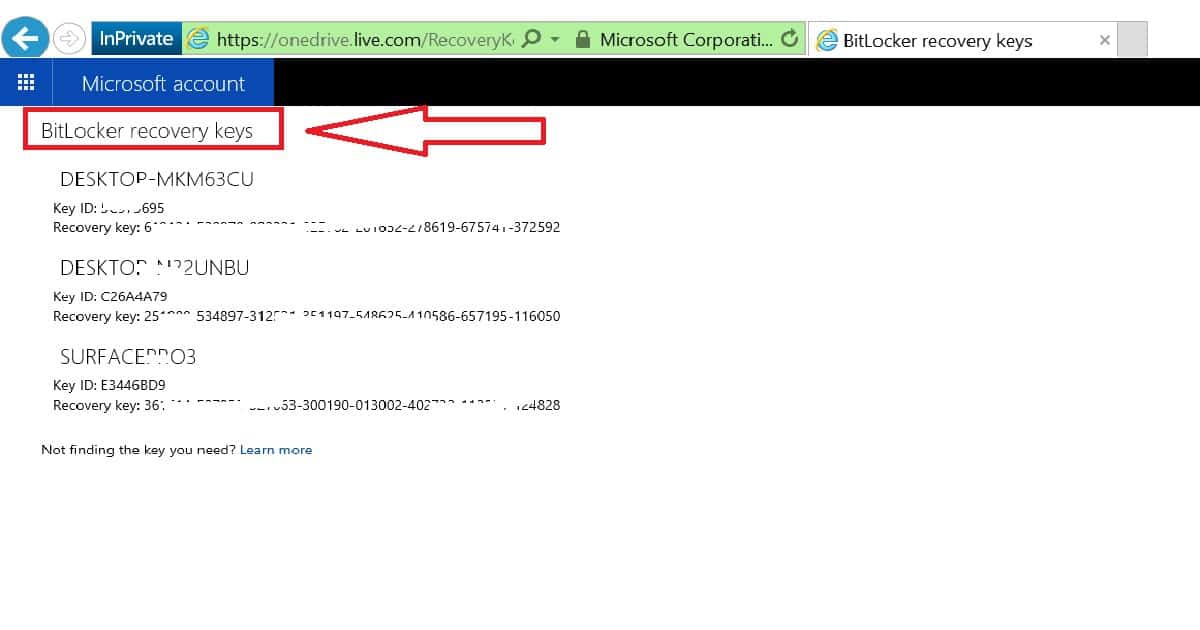 how to retrieve bitlocker recovery key