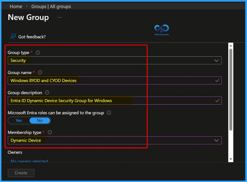 Create Entra ID Dynamic Device Security Group for Windows BYOD and CYOD Devices using Microsoft Intune - Fig.2
