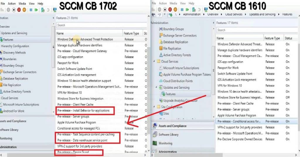 Feature Comparison Video Between SCCM ConfigMgr CB 1610 and 1702 Configuration Manager ConfigMgr