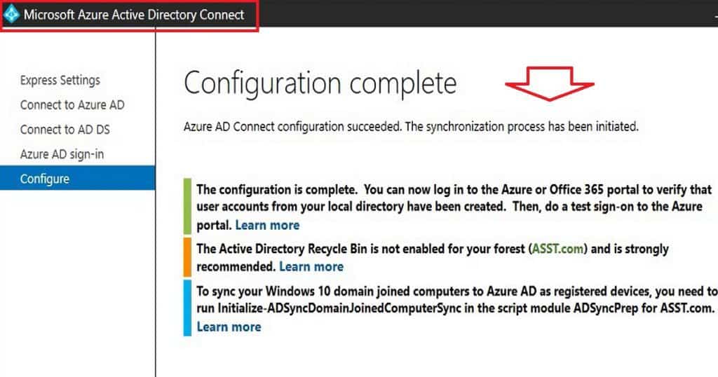 Azure AD AAD Connect Setup User Password Sync Tool to Sync On-prem AD Domain to Azure AD