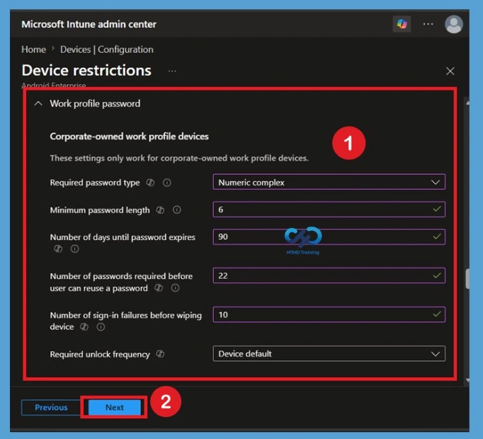 Configure Password Policies for Android Enterprise Work Profile using Intune 30 Configure Password Policies for Android Enterprise Work Profile using Intune - Fig.5
