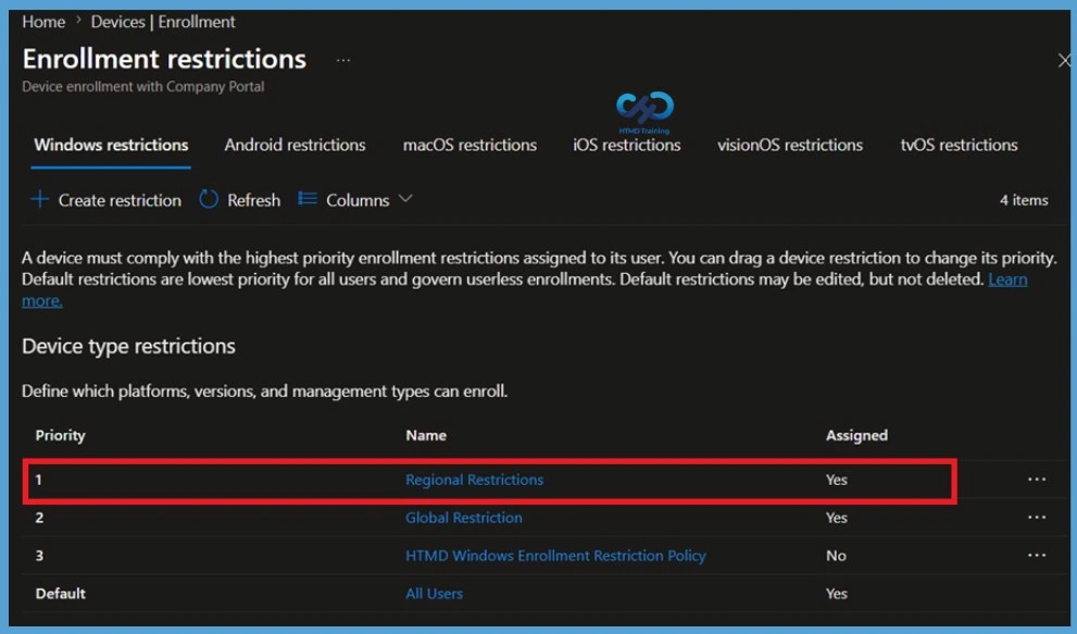 Differences Between Intune Enrollment Restriction Device Restriction -Fig.2