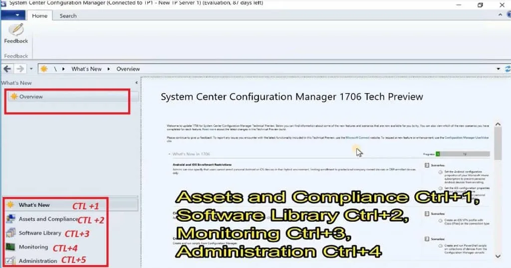 SCCM Keyboard Shortcuts - Fig.1