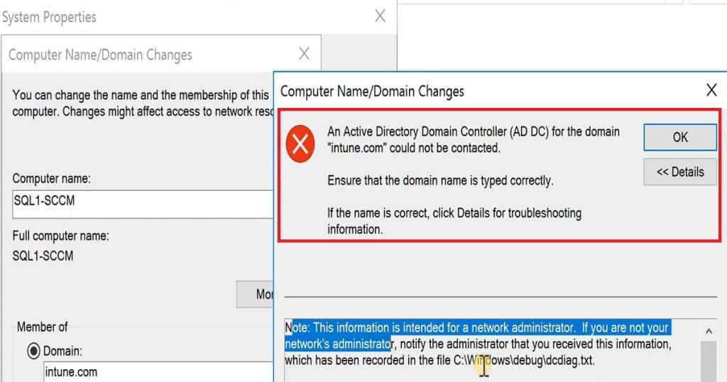 Server 2016 Domain Join Error