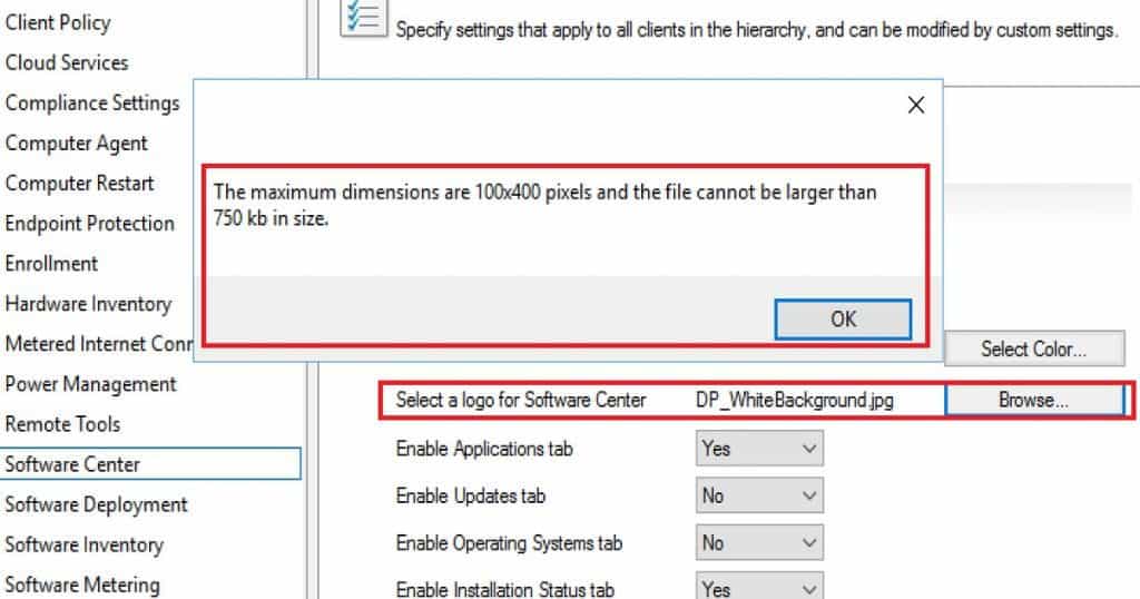 SCCM CB How to Hide Tabs in New Software Center Customization 3