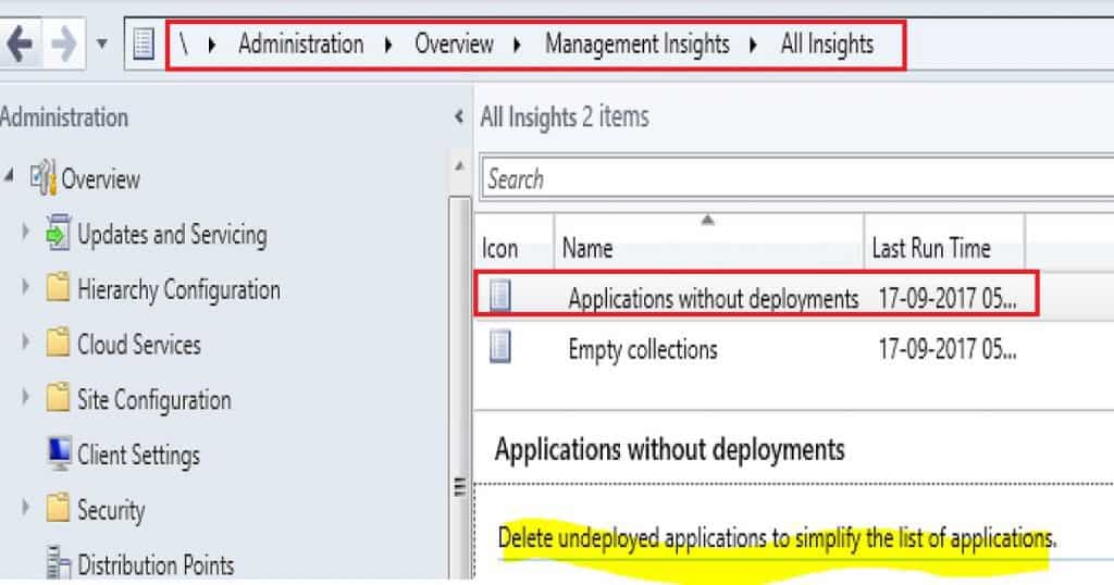 SCCM Management Insights Configuration Manager ConfigMgr Details