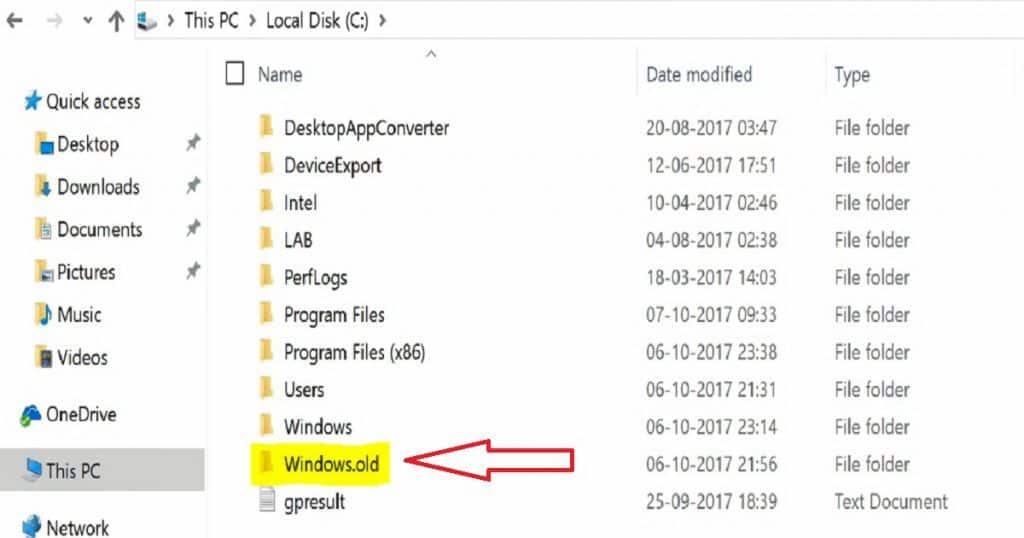 How to Delete Windows.OLD Folder from Windows 10 Device