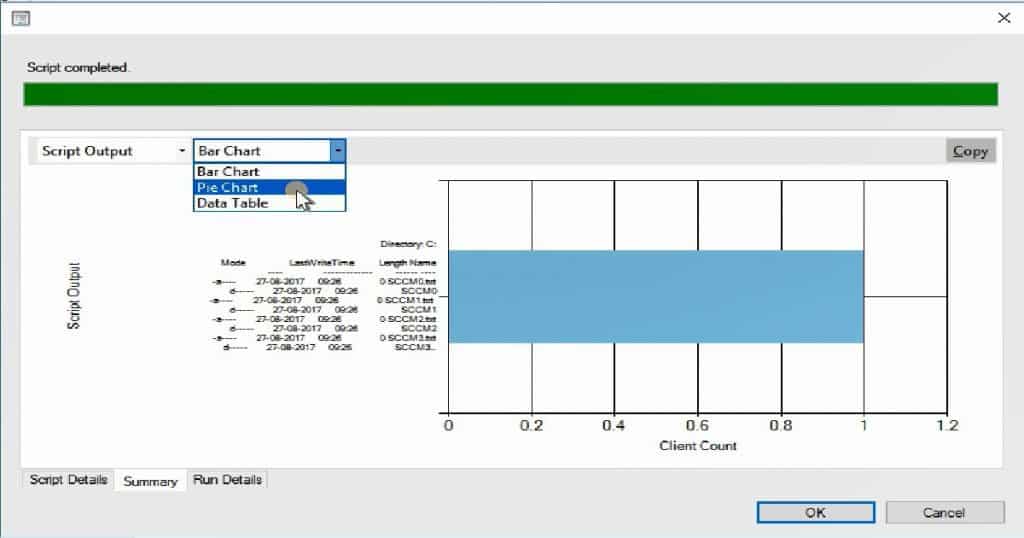 SCCM Run Script - SCCM Run Script Results Configuration Manager ConfigMgr Real-Time Graphical Representation 