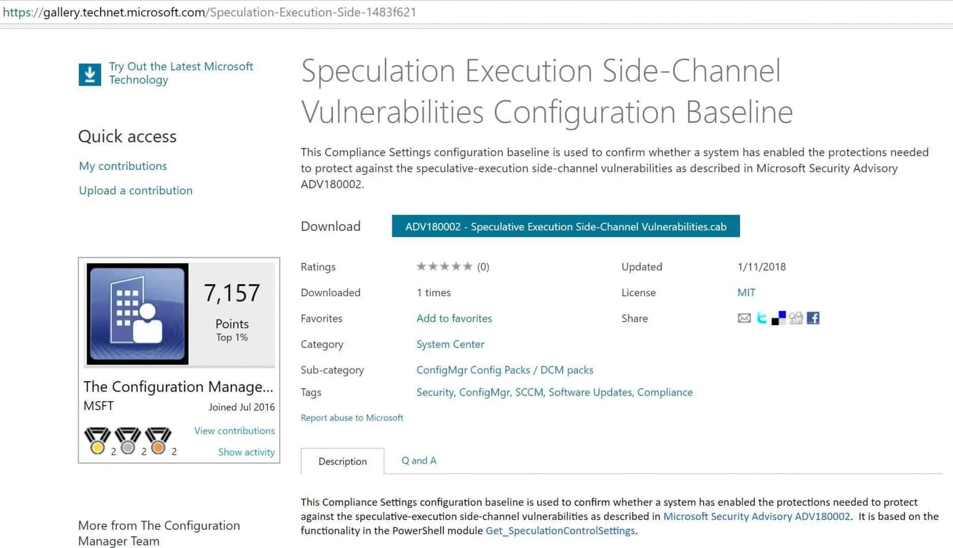 Monitor Meltdown Spectre Vulnerabilities with SCCM Configuration Manager ConfigMgr - Fig.1