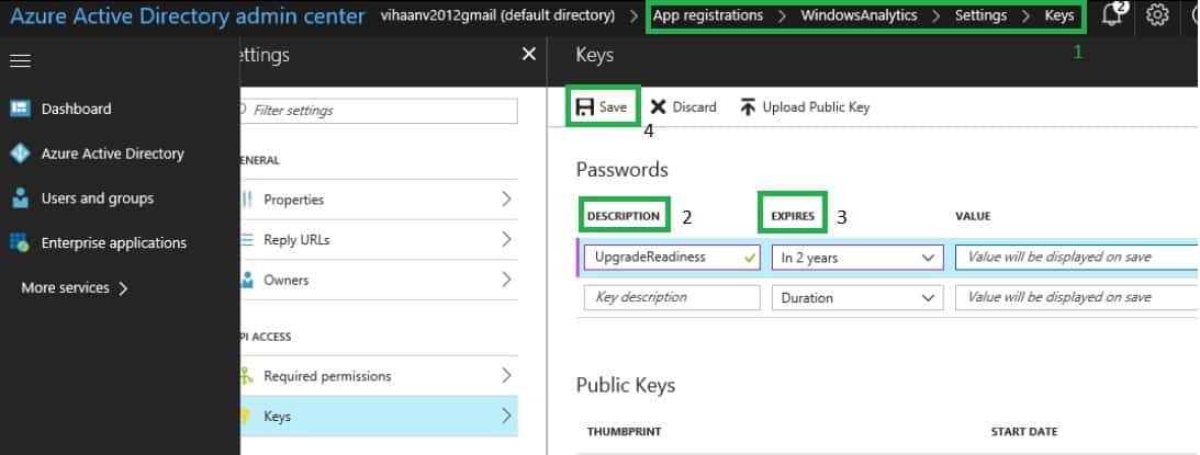 Azure new custom application key