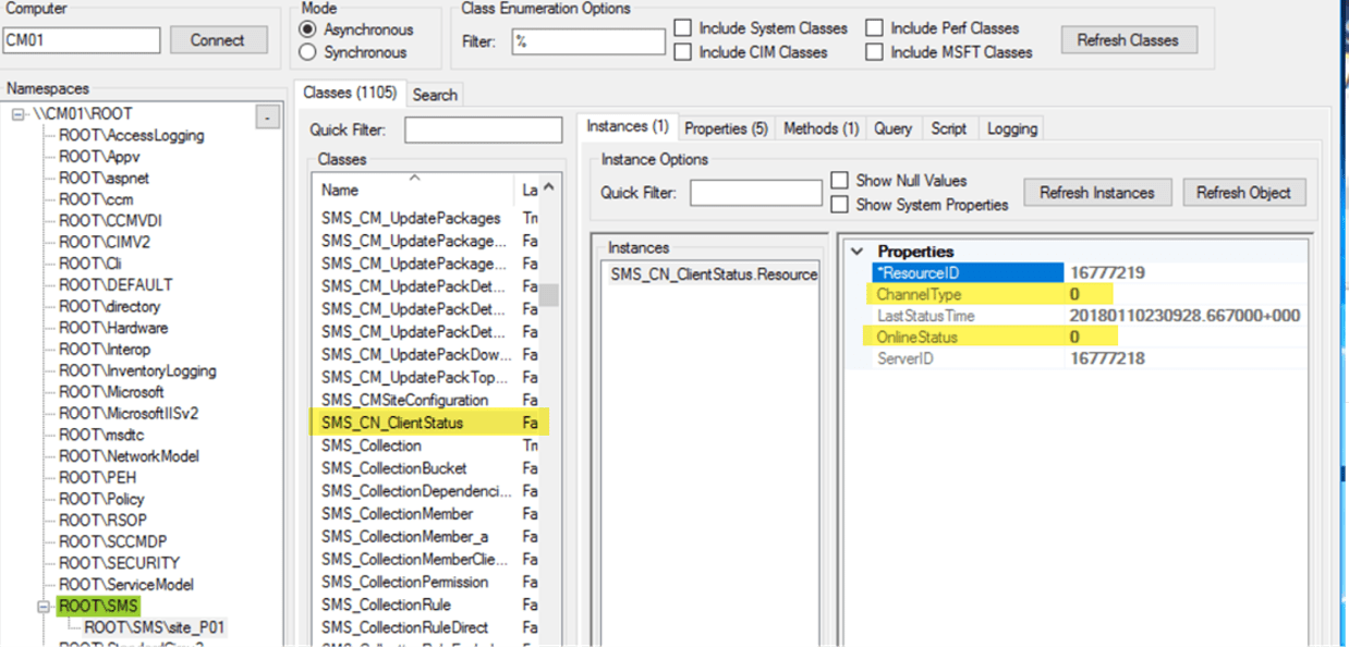 SCCM Client Online Status in SCCM Console