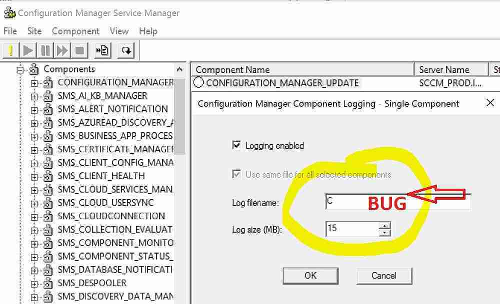 SCCM 1710 Cosmetic Issue with Service Manager GUI