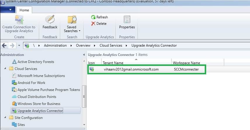 SCCM connection to Upgrade Analytics