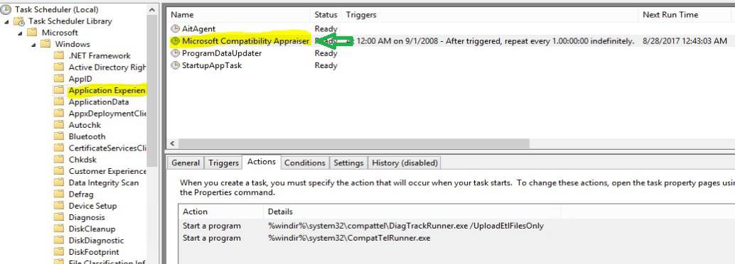 Windows Compatibility Appraiser Schedule task