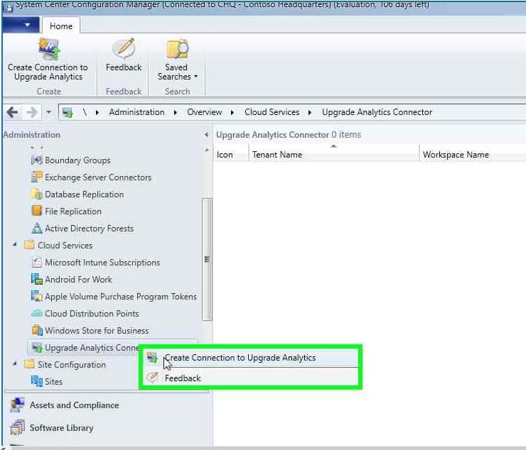 SCCM connection to Upgrade Analytics - Integrate Windows 10 Upgrade Readiness with SCCM - Part 2