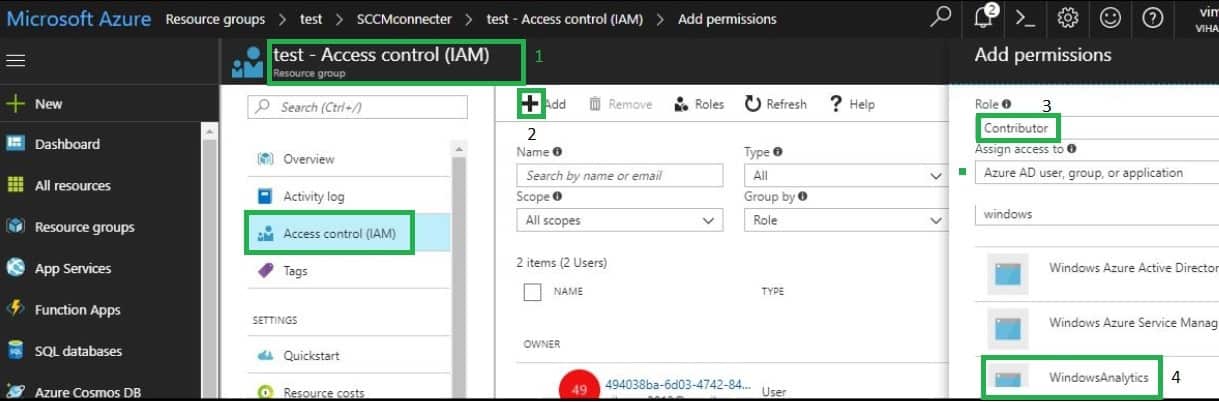 Azure application Access control permission