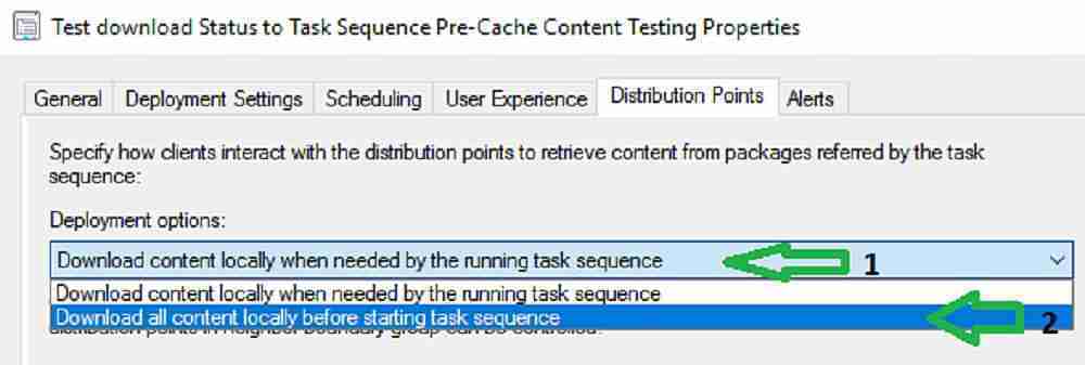 deployment option Configure SCCM Task sequence Pre-Cache Content - Part 1 5