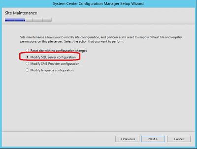 Migrate sccm db