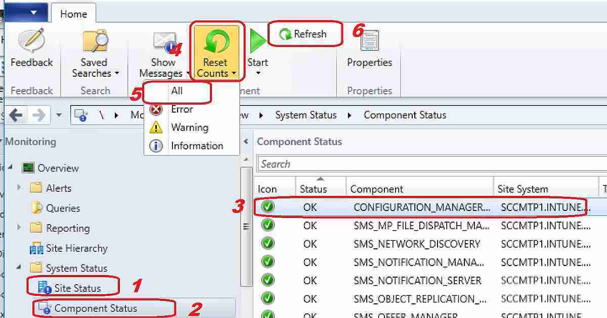 SCCM Critical Site Component Status