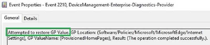 Intune backup GP setting