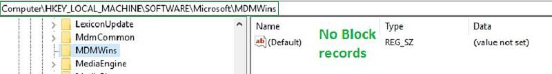 no block record inside MDMWins
