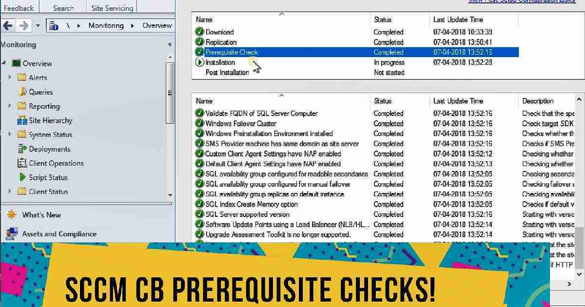 SCCM CB Prerequisite Checks List of SCCM Prerequisite Checks via ConfigMgrPrereq.log