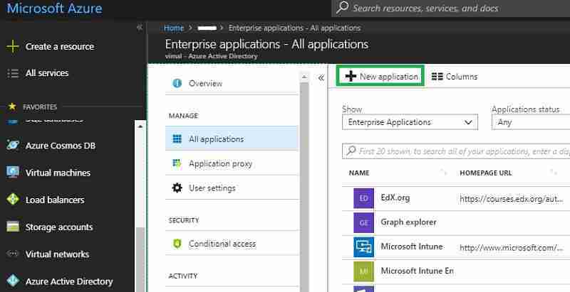 new Azure Enterprise Applications 