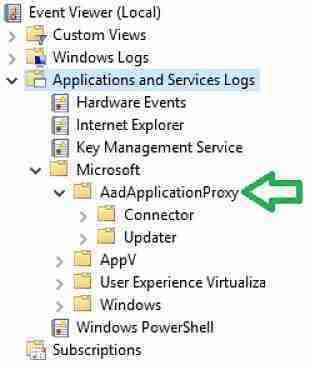 AadApplicationproxy event viewer connecter updater