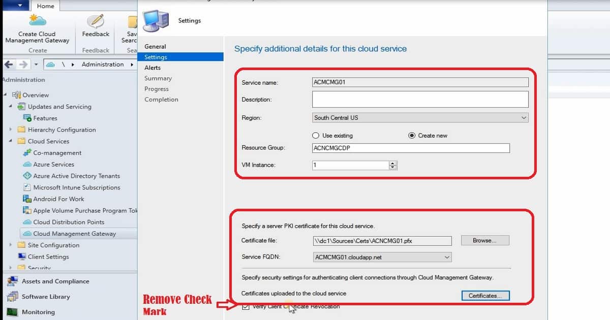 Co-Management CMG ConfigMgr SCCM Setup Co-Management CMG Azure Cloud Services