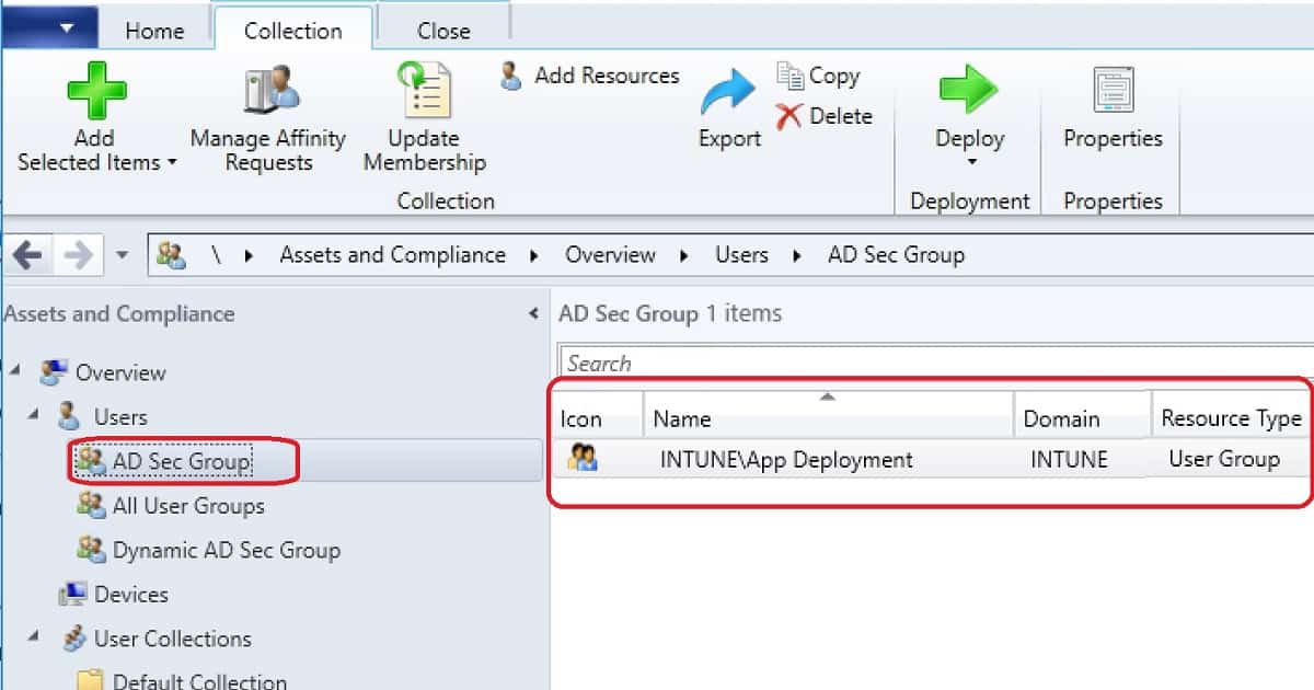 AD Group Based SCCM Collection End Result of Static Membership Query - AD Security Group Based User Collection:-