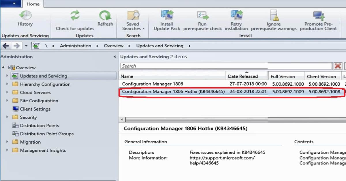 SCCM 1806 Hotfixes