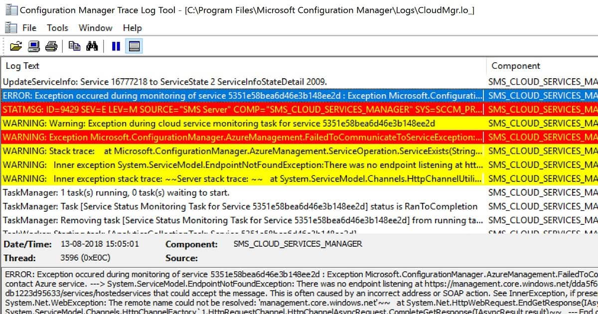 SCCM CMG Connection Analyzer -clouldmgr.log