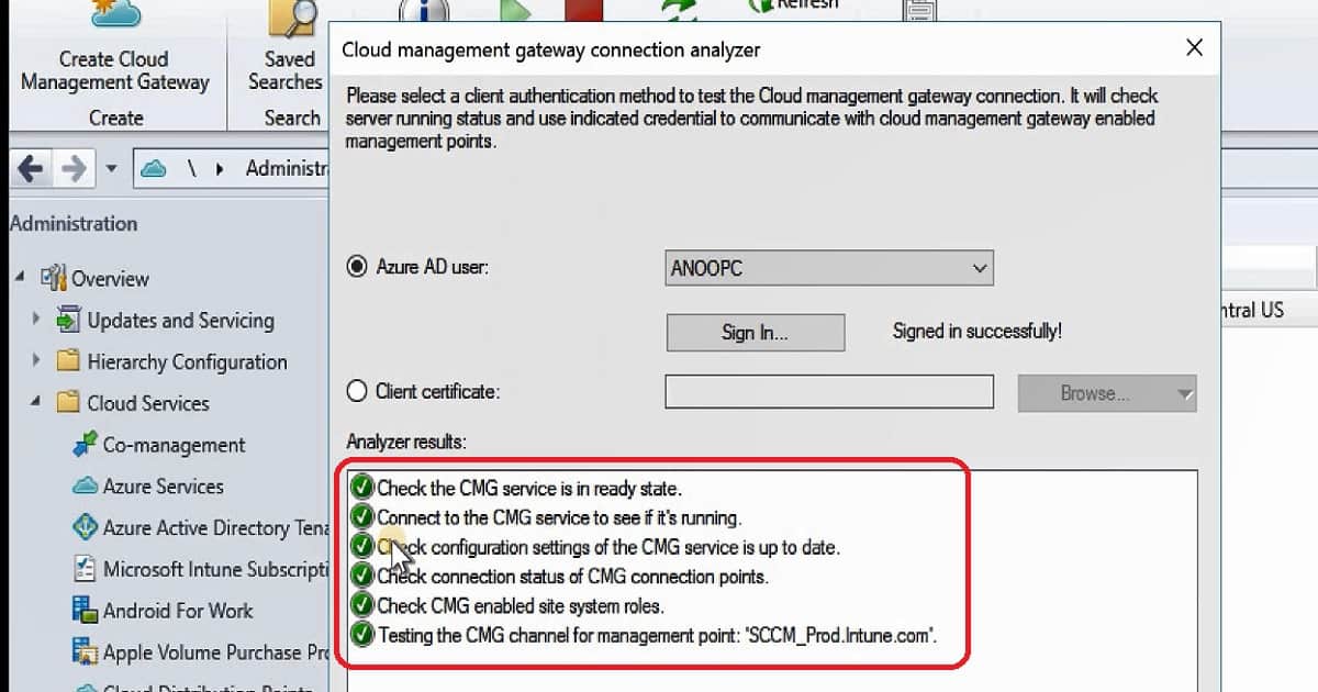 SCCM CMG Connection Analyzer - CMG Status Check