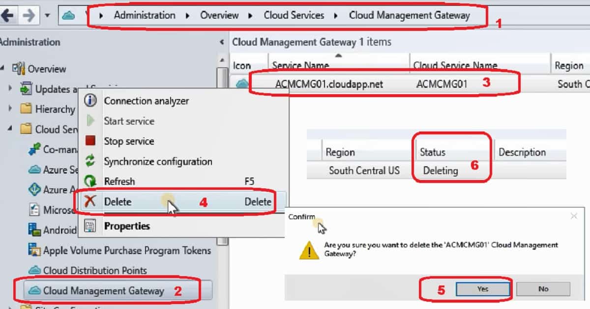 Clean-up SCCM CMG Cloud Services from ConfigMgr Cloud Management Gateway 2 Remove SCCM CMG