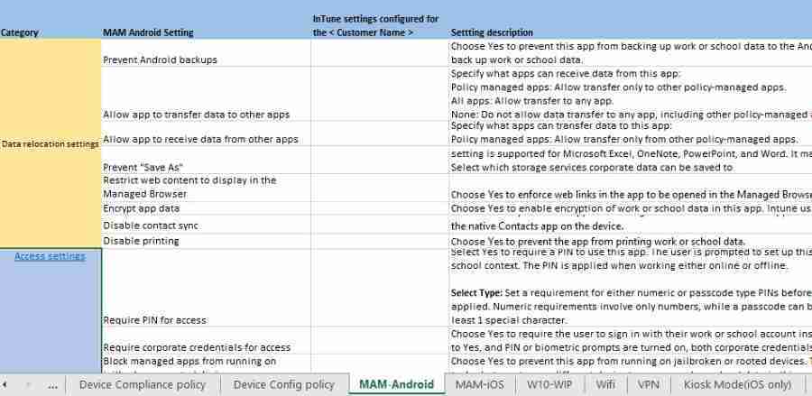 Download Intune Configuration Spreadsheet Excel List of Policies Configurations - Fig.4