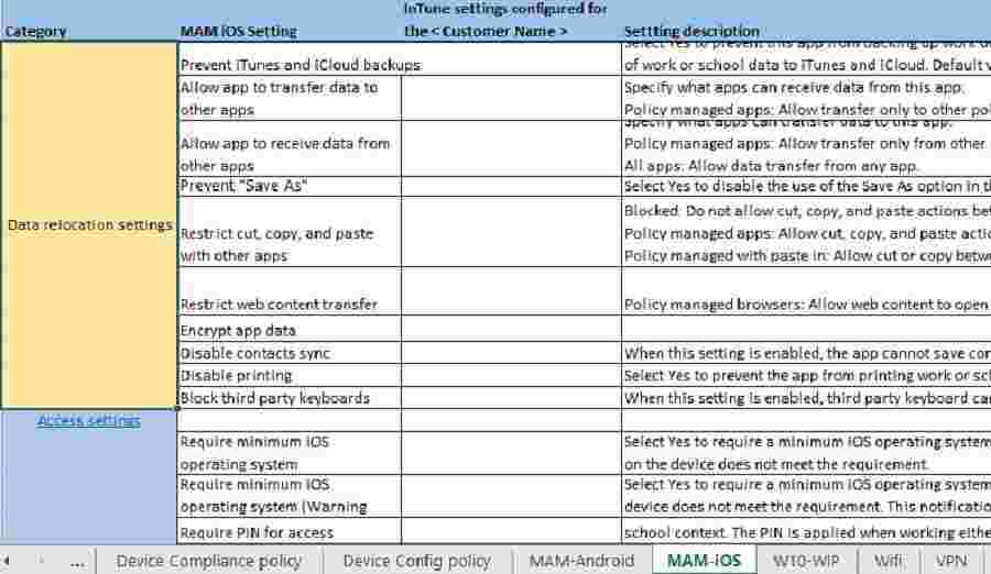 Download Intune Configuration Spreadsheet Excel List of Policies Configurations - Fig.5