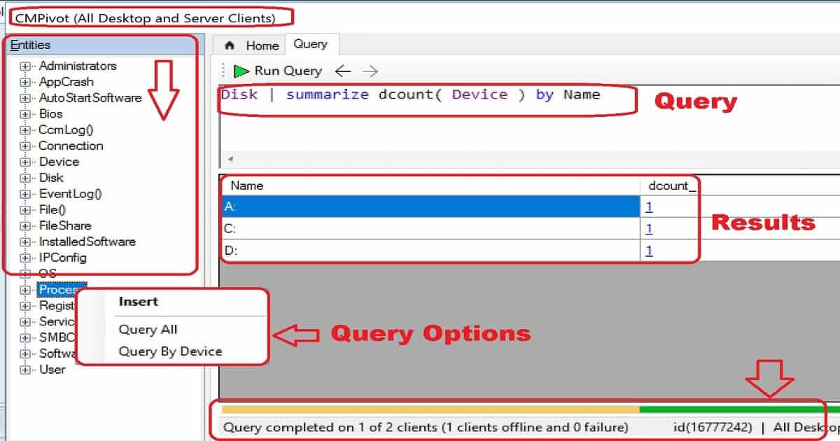 CMPivot Console Keyboard Shortcuts